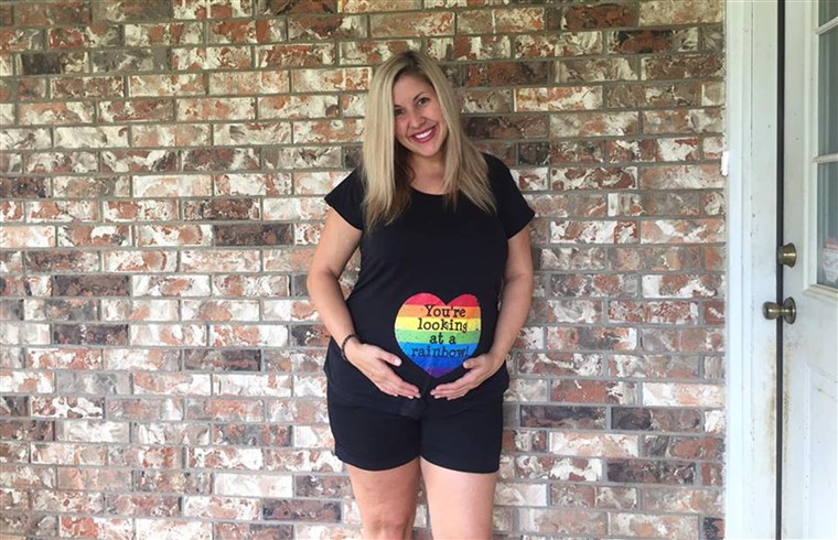 Autunno Tolliver Safley, wearing her 'rainbow baby' shirt.