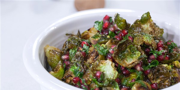 Brussels Sprouts with Pomegranates and Pistachios