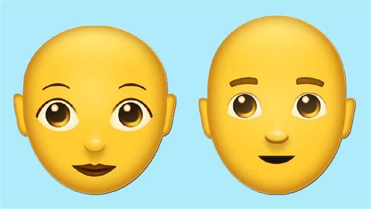 Orang with bald head emoticon