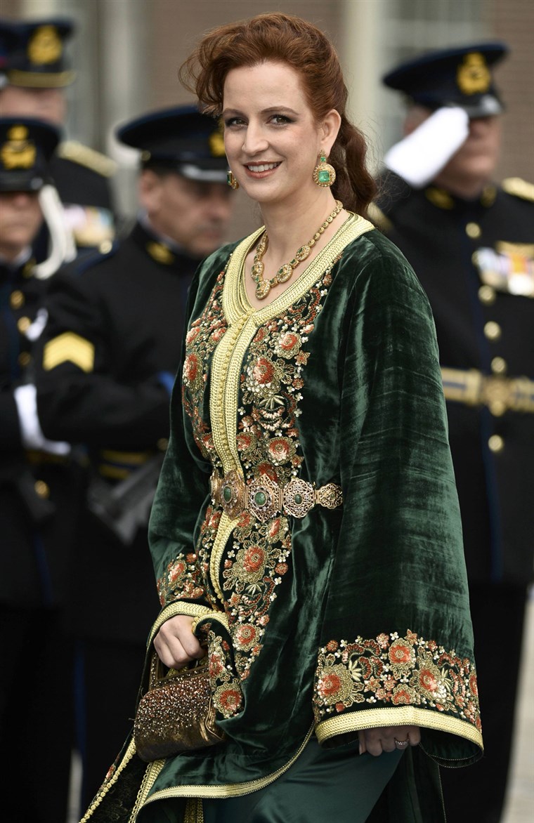 putri Lalla Salma of Morocco leaves the Nieuwe Kerk church after the inauguration in Amsterdam April 30, 2013. The Netherlands is celebrating Quee...