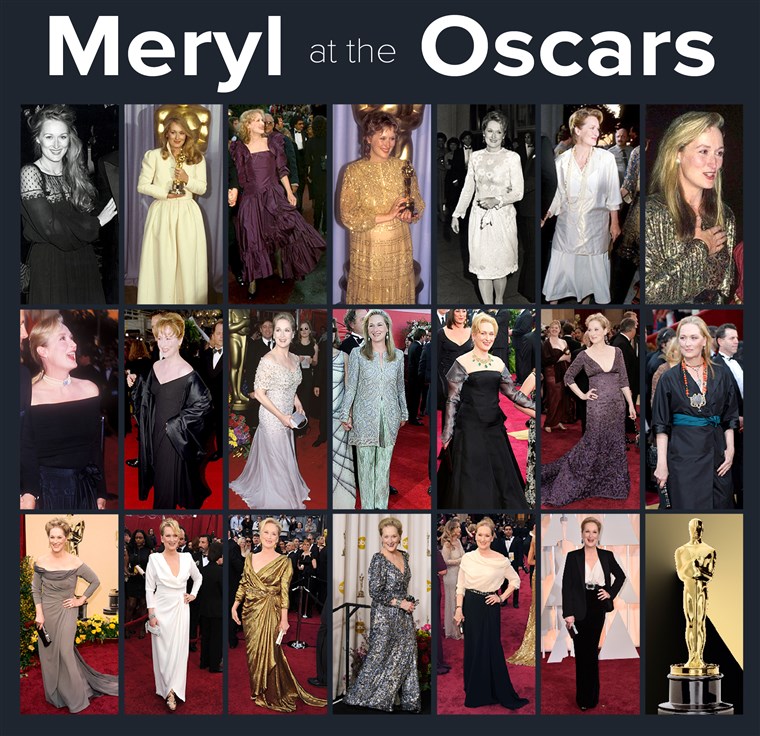 Meryl Streep at the Oscars over the years