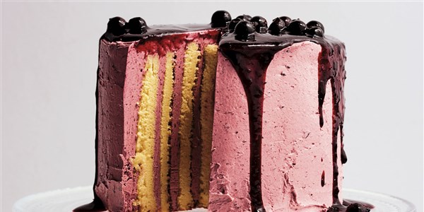 Limone and Blackcurrant Stripe Cake