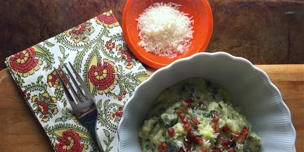 Lento-Fornello Polenta with Spinach, Parmesan, and Pancetta
