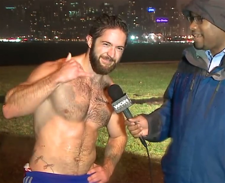 벗이없는 runner Ethan Renoe makes big splash on weather report