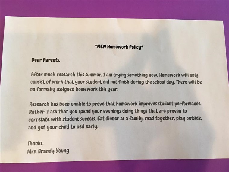 Samantha Gallagher posted Brandy Young's letter to parents to Facebook in 2016, praising the teacher for her 