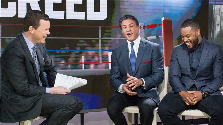 실베스터 Stallone and Ryan Coogler promote the movie Creed