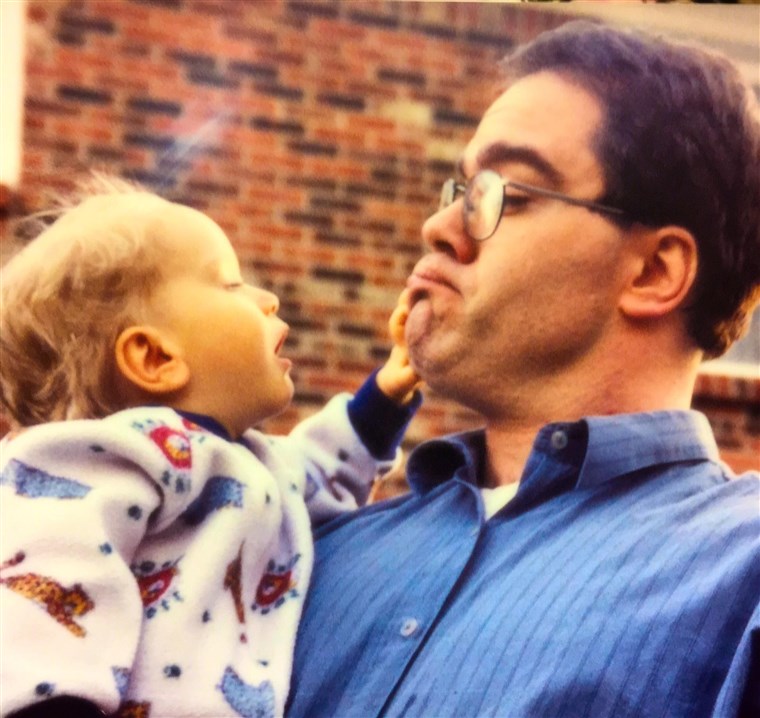제프 Wright and his son Adam as a baby.