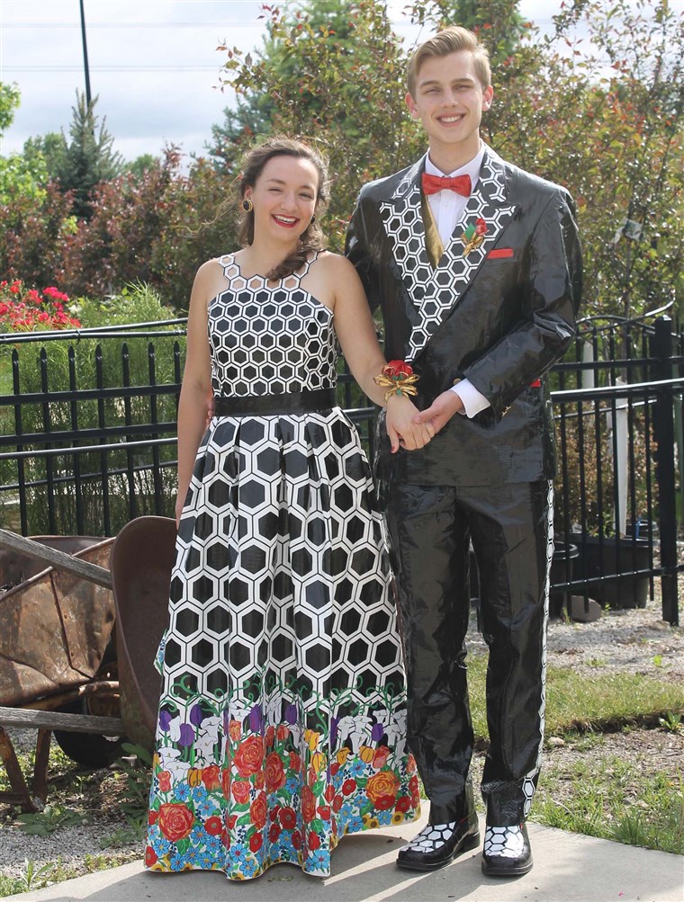 Emily O’Gara and Ethan Weber impressed the judges with their winning Duck Tape prom outfits.
