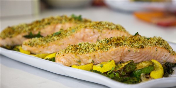 One-Pan Herb-Crusted Salmon and Vegetables