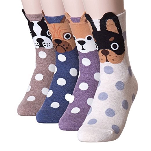 Cara mia Women's Cute Design Casual Cotton Crew Socks