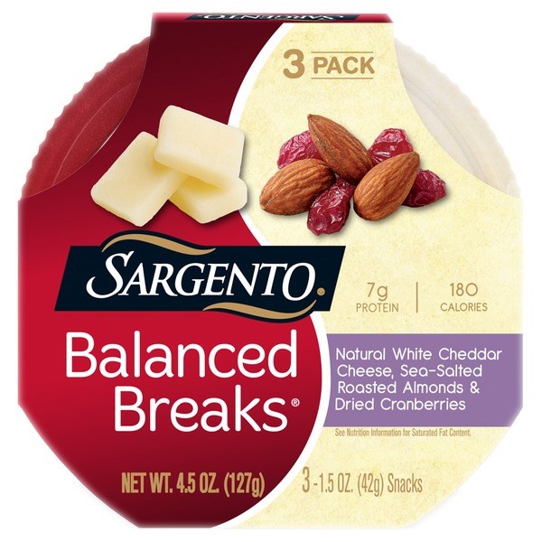 Sargento Balanced Breaks Natural White Cheddar Cheese with Almonds and Dried Cranberries