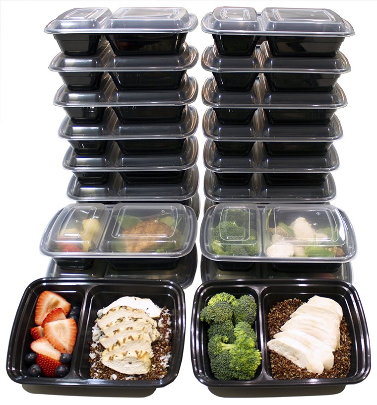 32 온스 2-Compartment Meal Prep Containers