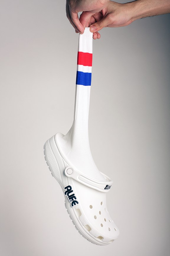 Baru Crocs sandal with tube sock, Sport Crocs