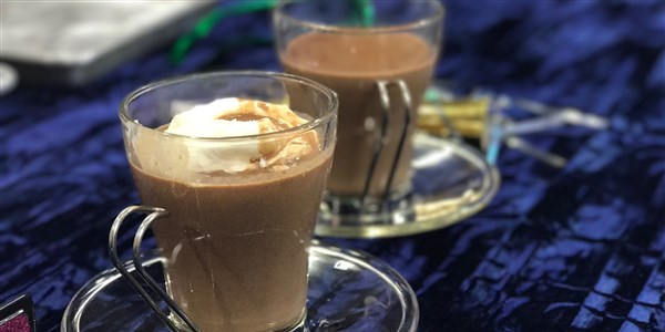 Slow-Cooker Hot Chocolate with Frozen Whipped Cream Dollops