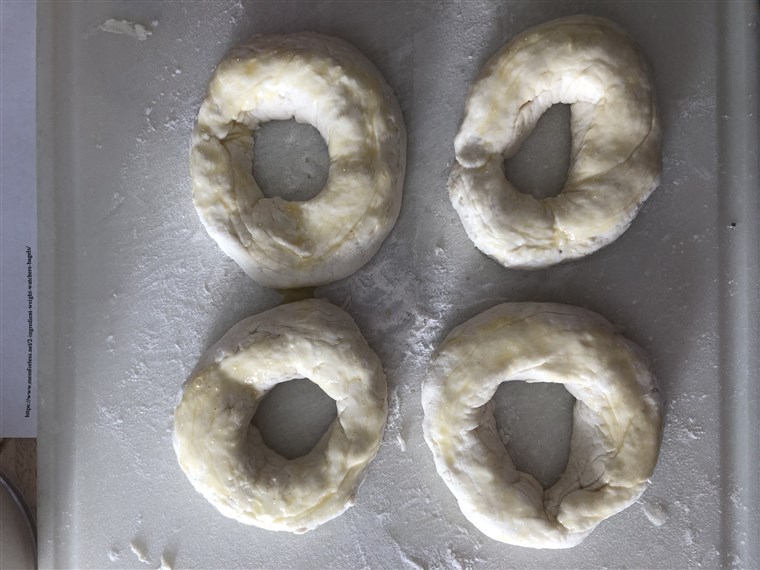 Ini bagel dough is made with just two ingredients: self-rising flour and Greek yogurt.