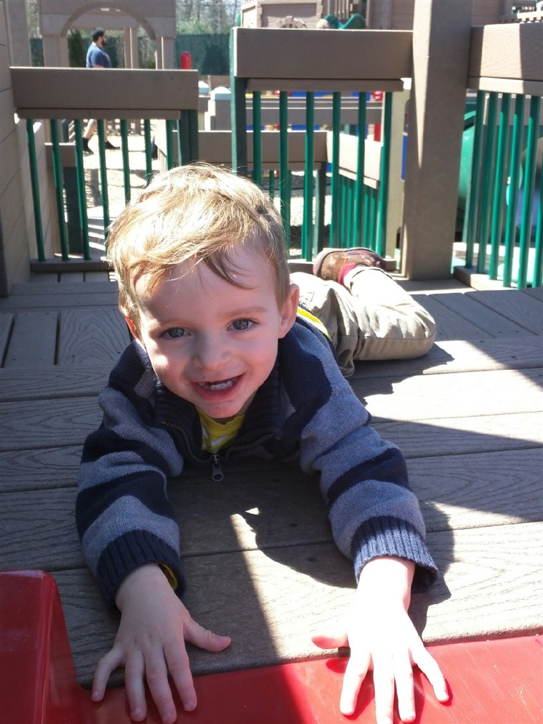 조차 at 2 years of age, walking was out of sight. At the playground, Theo preferred sliding on his belly to get down the slide.