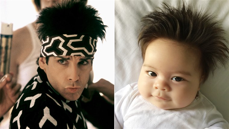 Adorabile baby's crazy hair looks like Derek Zoolander