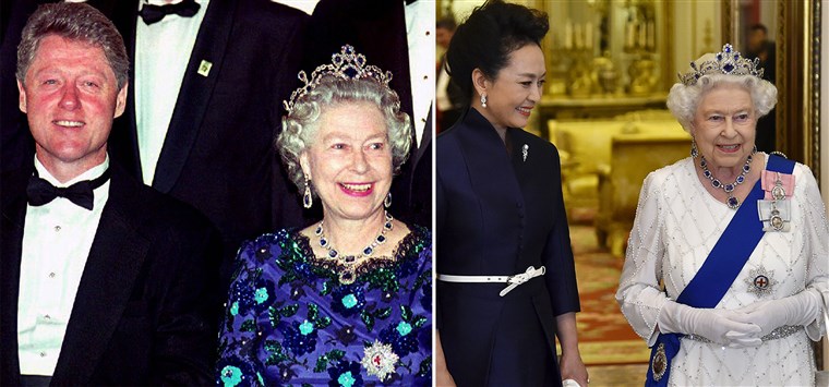 Ratu Elizabeth wearing the sapphire tiara