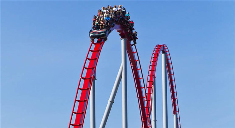 ザ Intimidator roller coaster at Carowinds amusemt park in Charlotte, North Carolina