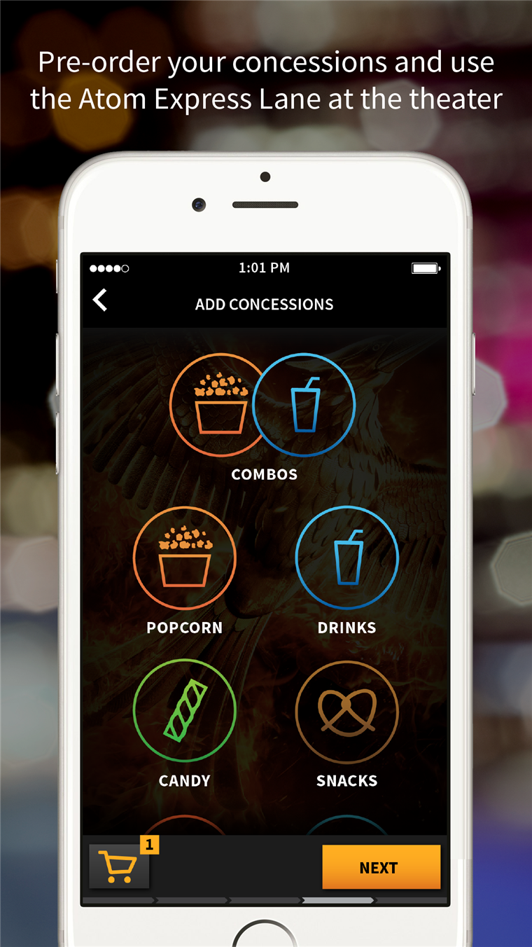 ザ app Atom helps movie audiences not only order food in advance, but also coordinate ticket payment and screenings for groups that want to see films together.