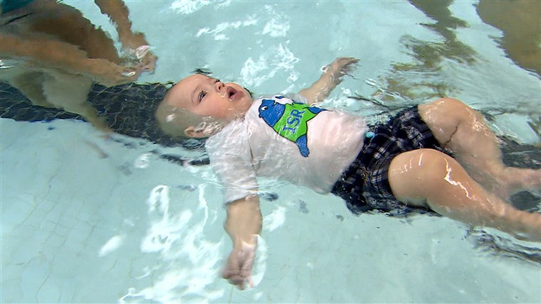 동안 ISR, babies learn to flip themselves over to float on their backs.
