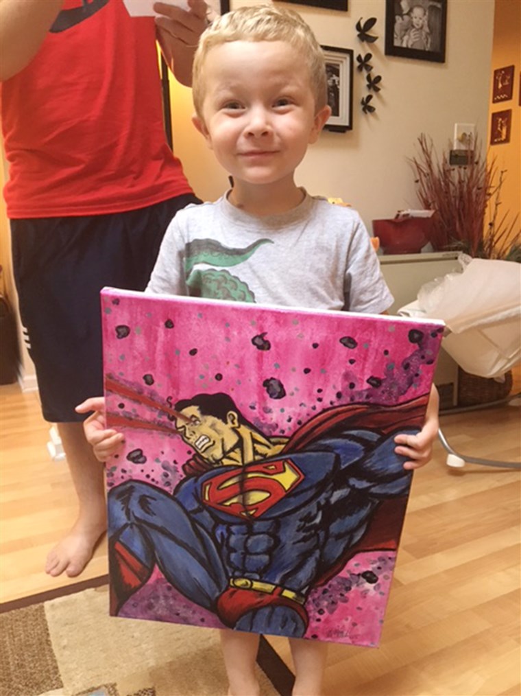 スーパーヒーロー artwork brings smiles to boy battling cancer