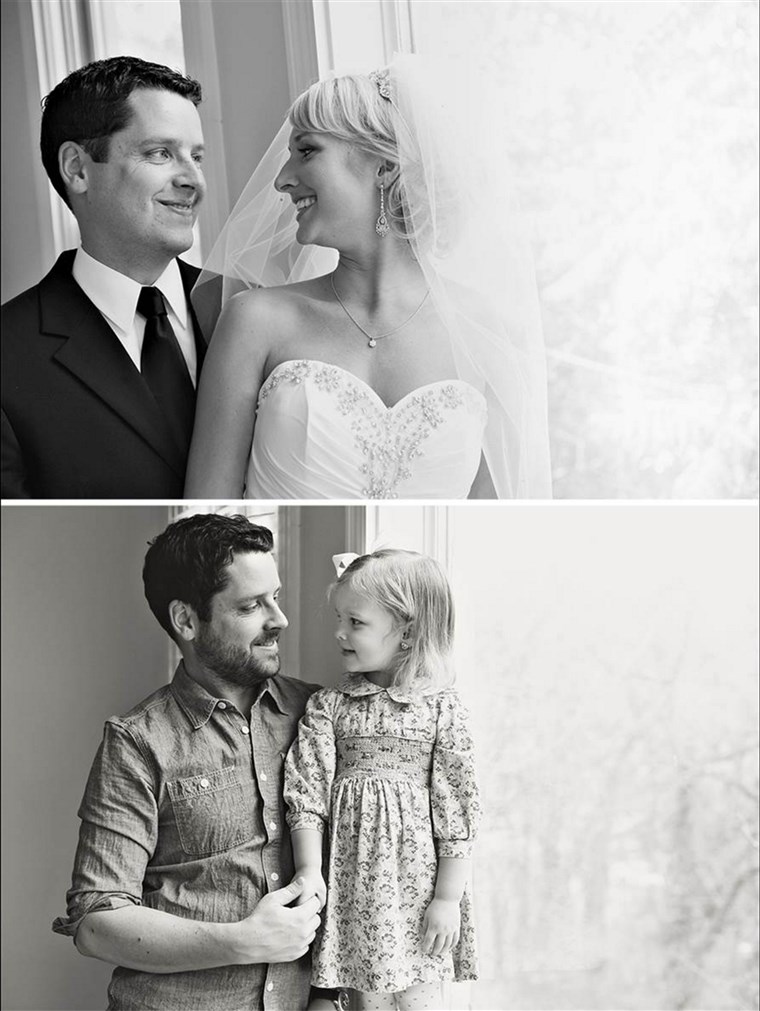 Vedovo re-creates wedding photos with his young daughter after his wife's death
