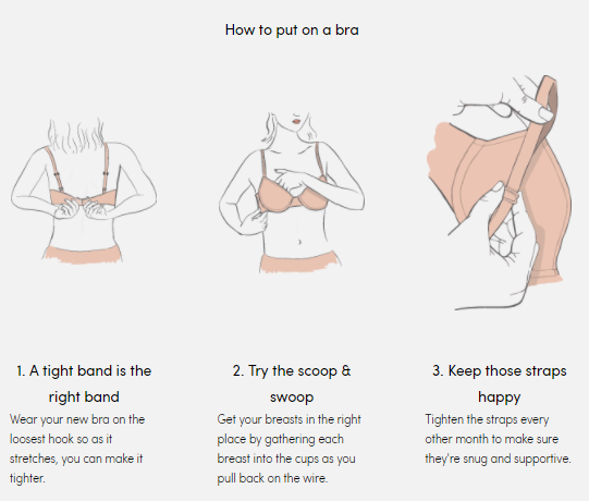 방법 to put on a bra